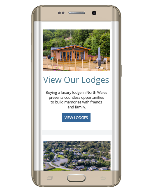 Conwy Lodge Park Home Page on Mobile Device Design By BeeBrilliant Marketing