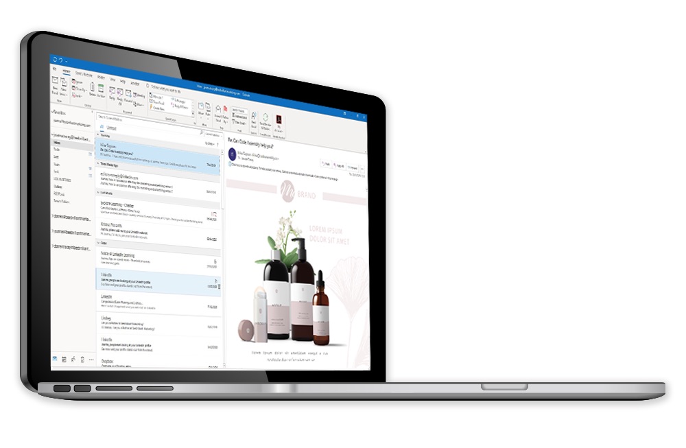Small business email marketing campaign on laptop screen