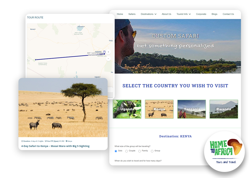 Home to Africa website functionality