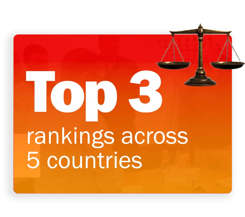 top 3 rankings in 5 countries